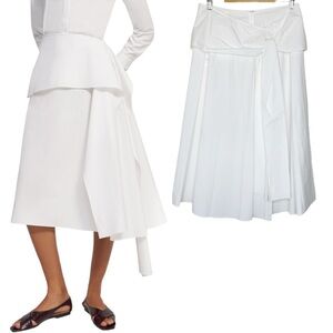 Theory Stretch Cotton Sarong Midi Skirt in White Size 12